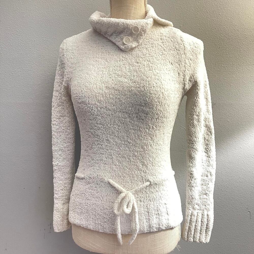 Amy Byer Y2K VTG White Plush Turtleneck Sweater Size Large